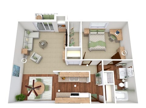 Floor plan for 1 bed, 1 bath, 792 sqft
